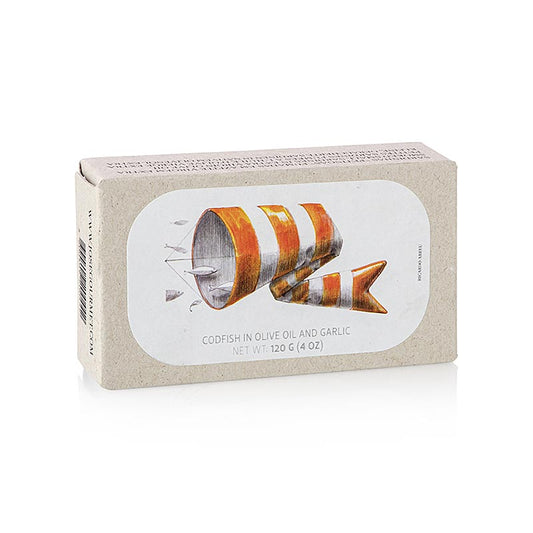 Torsk (tørret torsk), i olivenolie + hvidløg, Jose Gourmet, 120 g