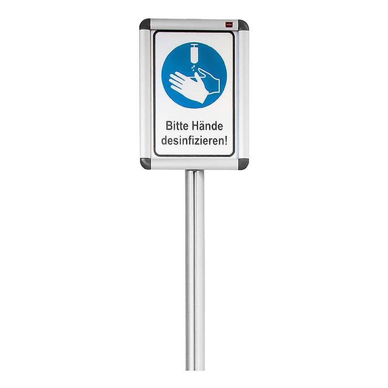 Informationsskilt til desinfektionsstativ (55482), aluminium, 80 cm, 1 stk