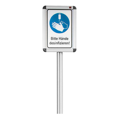 Informationsskilt til desinfektionsstativ (55482), aluminium, 80 cm, 1 stk