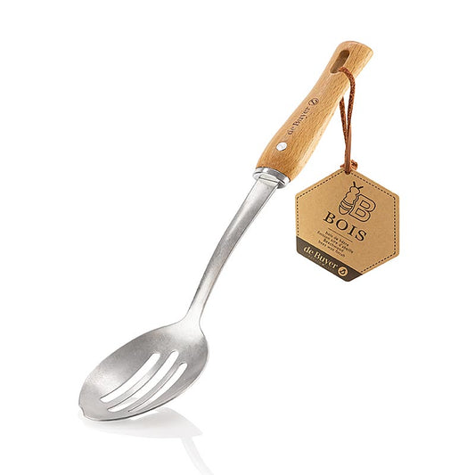deBUYER B Bois ske, hullet, rustfrit stål/træ (2701.00), 1 stk