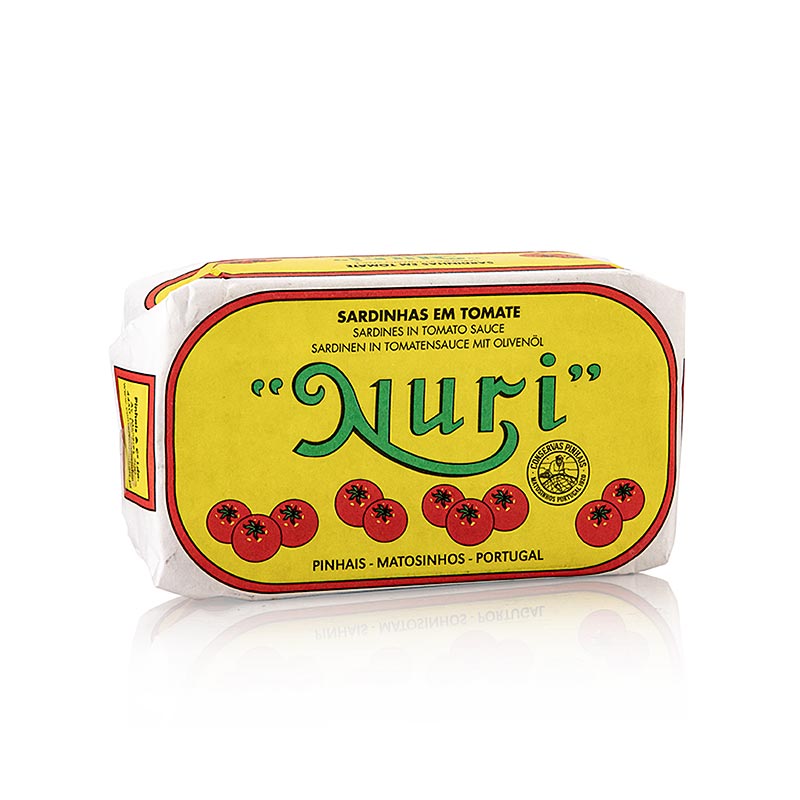 Sardiner, hele, i olivenolie og tomatsauce, 3-5 stk., Nuri (Portugal), 125 g