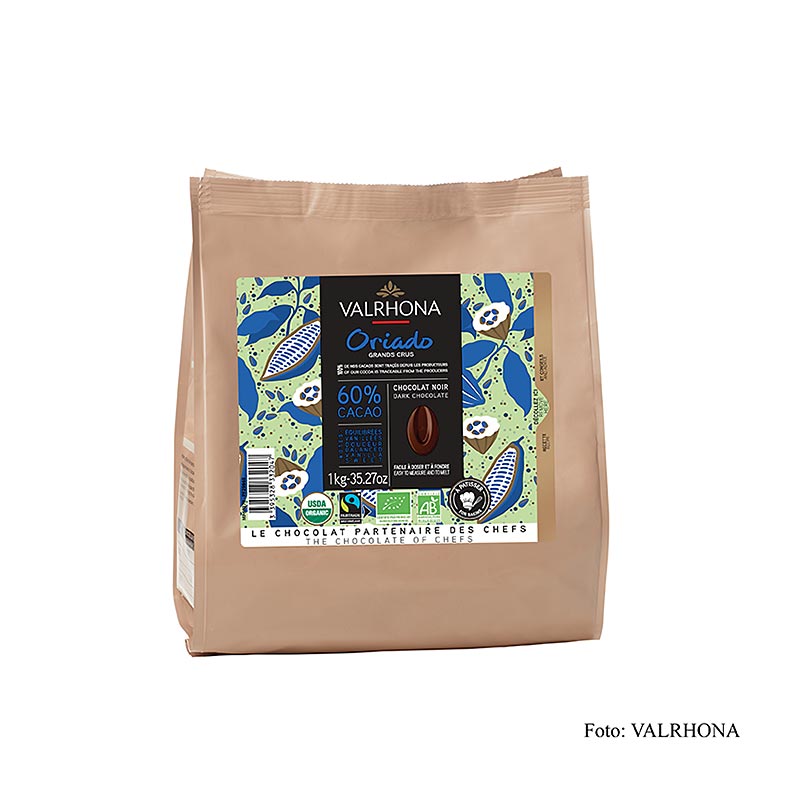 Valrhona Oriado, mørk chokolade 60 %, callets, økologisk, 1 kg