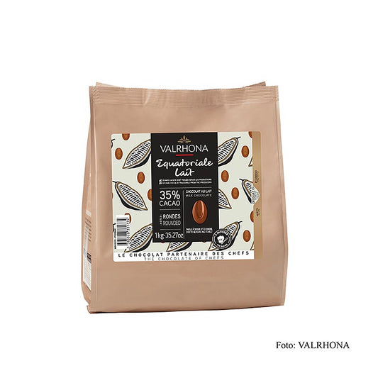 Valrhona Equatoriale Lait, mælkechokolade, callets, 35 % kakao, 1 kg