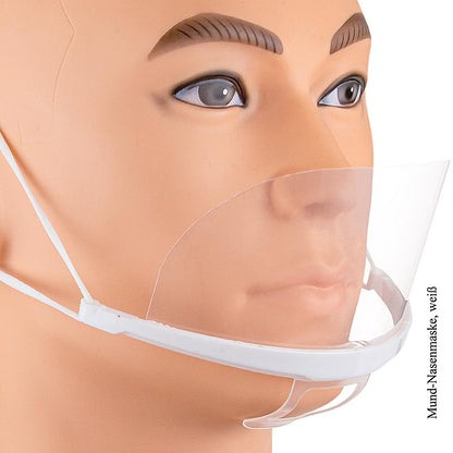 Mund-næse-maske, gennemsigtig & hvid, af polycarbonat, 100 % Chef, 1 stk.