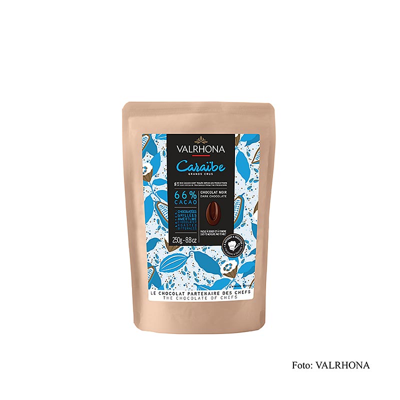 Valrhona Caraibe, mørk chokolade, 66 %, callets, 250 g