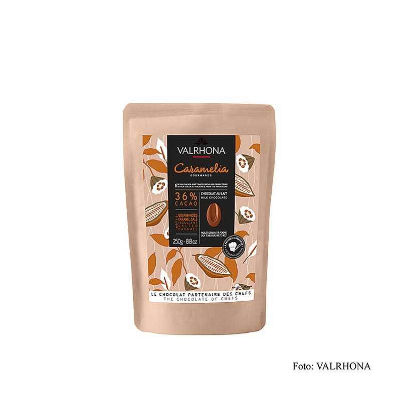 Valrhona Caramelia, mælkechokolade, 36 %, callets, 250 g