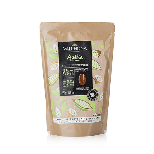 Valrhona Azelia, hasselnøddekouverture, 35 %, callets, 250 g