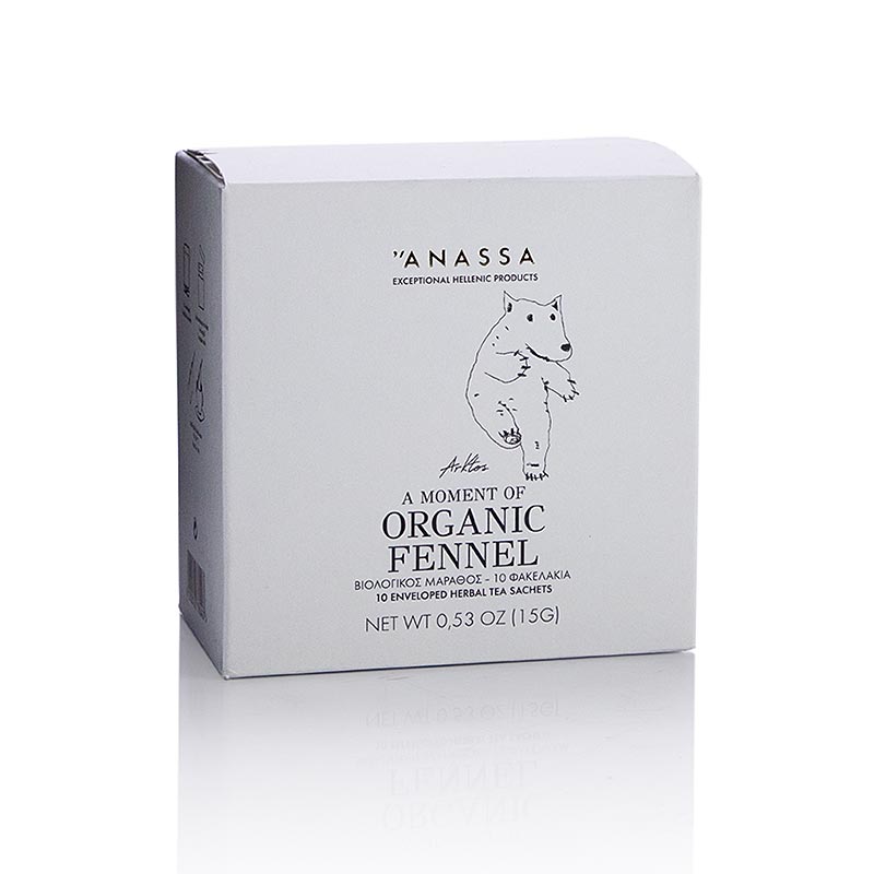 ANASSA Fennel Tea (fennikelte), 10 enkeltpakkede poser, økologisk, 15 g, 10 stk
