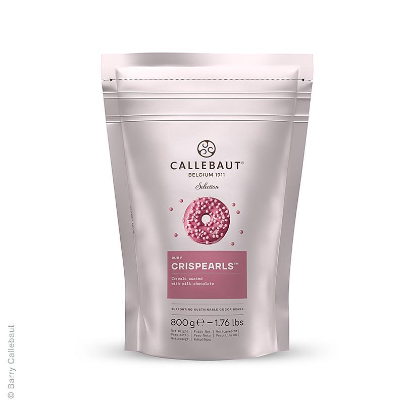 Crispearls Ruby, sprøde lyserøde chokoladekugler, Mona Lisa Callebaut, 800 g