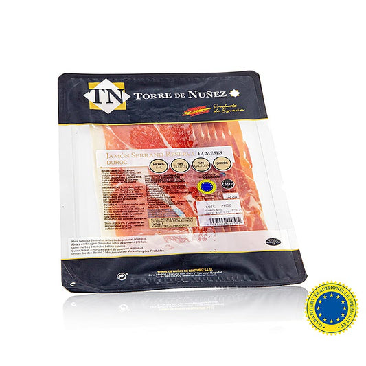 Jamon Serrano Reserva g.t.S., 14 mån., skiveskåret skinke, Torre de Nunez, 100 g