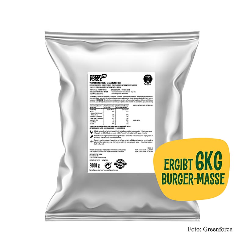 Greenforce færdigblanding til veganske burgerbøffer, af ærteprotein, 2 kg