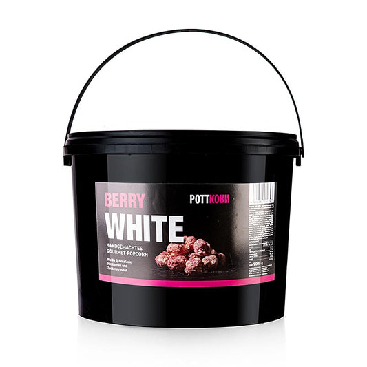 Pottkorn - Berry White, popcorn med hvid chokolade og hindbær, 1 kg