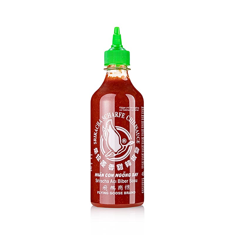 Chilisauce - Sriracha, stærk, squeezeflaske, Flying Goose, 455 ml