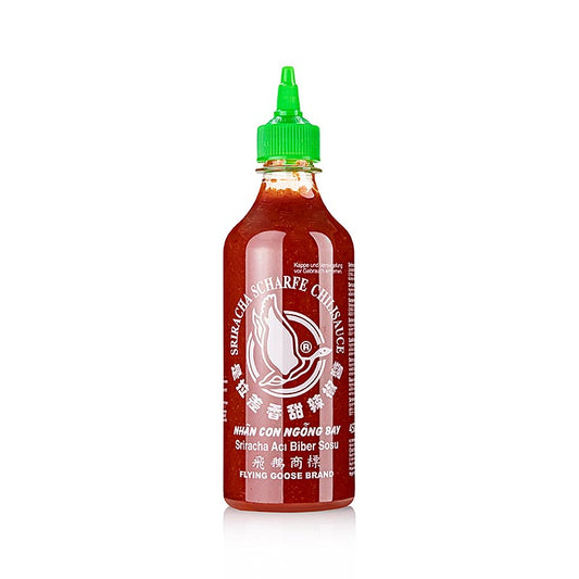 Chilisauce - Sriracha, stærk, squeezeflaske, Flying Goose, 455 ml
