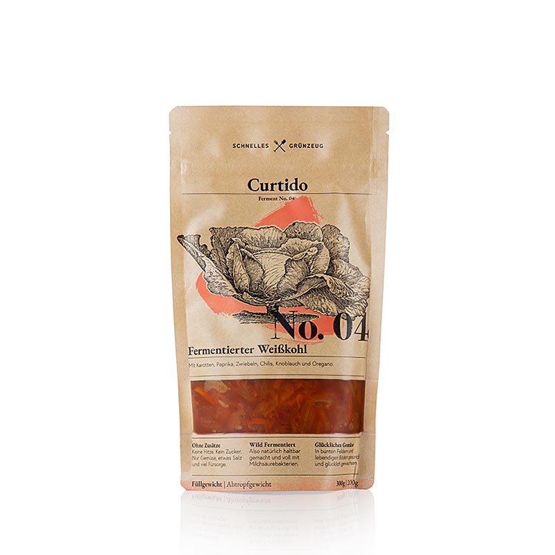 Schnelles Grünzeug - Nr. 4 Curtido (fermenteret hvidkål med paprika og chili), 330 g