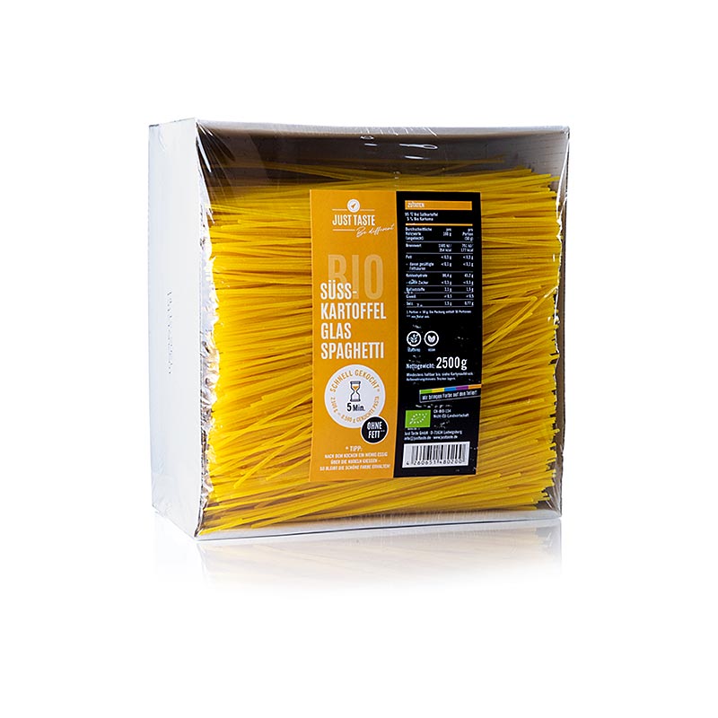 Just Taste gule søde kartoffelglasnudler spaghetti, glutenfri, økologisk, 2,5 kg