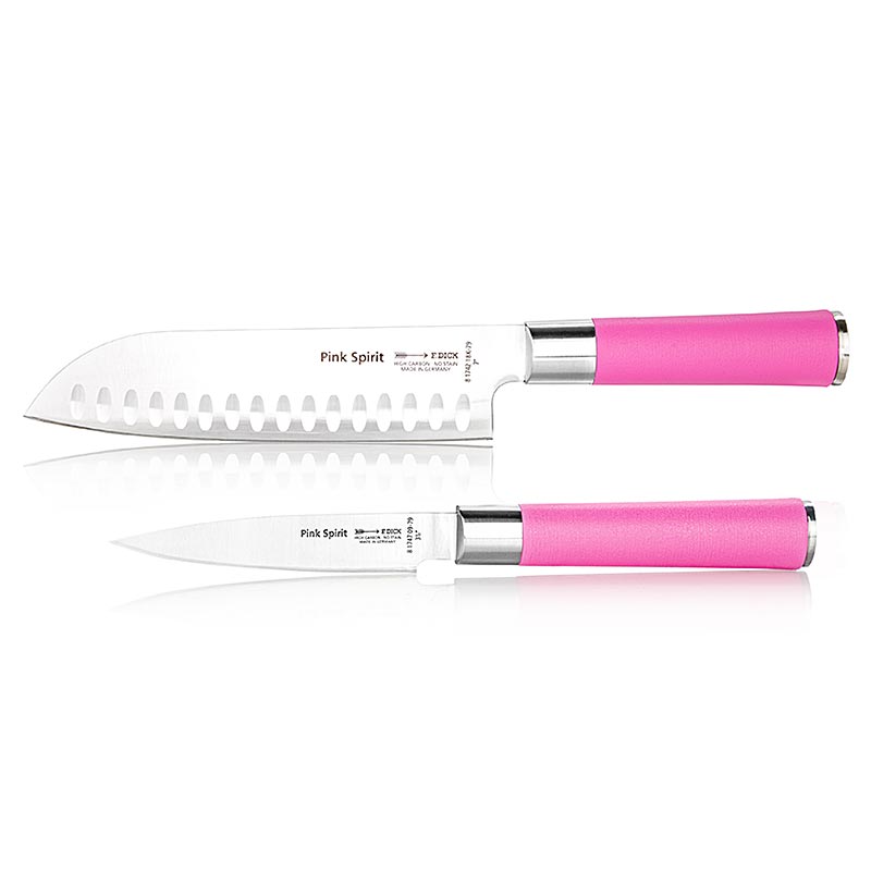 Pink Spirit knivsæt, 2 stk. (officekniv + Santoku med takket skær), Dick, 2 stk.
