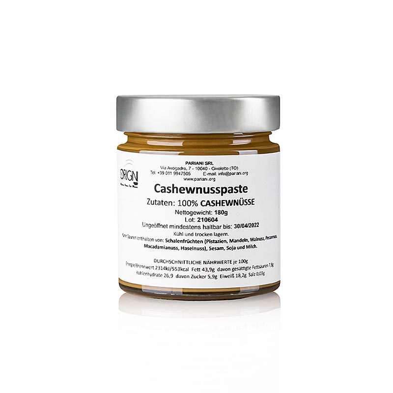 Cashewpasta, ristet, 100 % cashewnødder, Pariani, 180 g