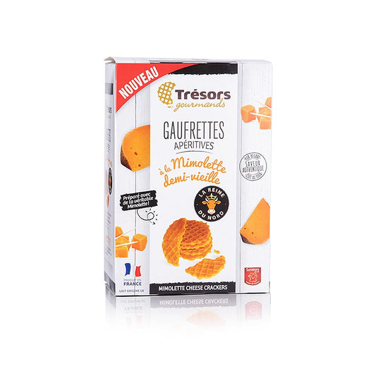 Barsnack Trésors - Gaufrettes, franske mini-vafler med Mimolette-ost, 60 g