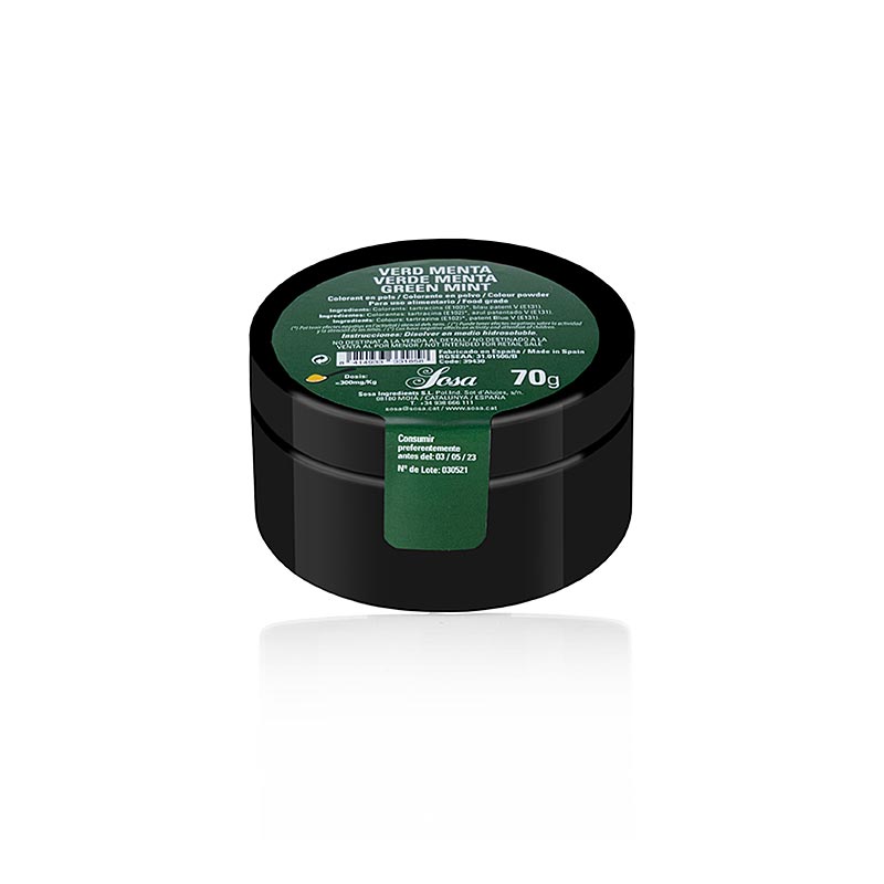 Sosa fødevarefarve mintgrøn, pulver, vandopløselig (39430), 70 g
