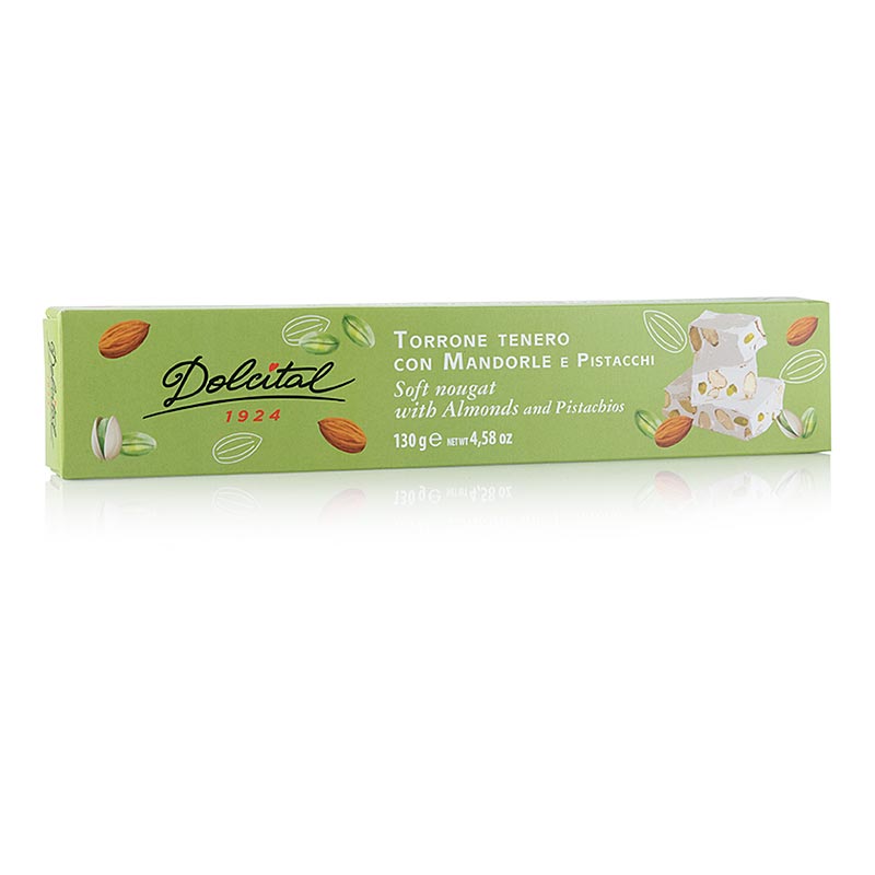 Torrone-bar – mandel & pistacie, blød, Dolcital, 130 g
