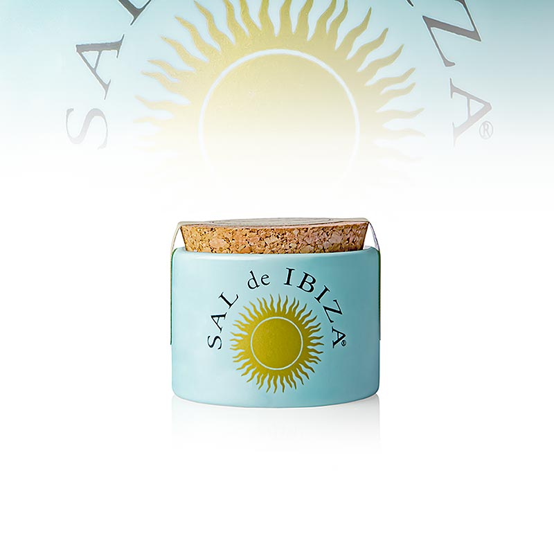 Sal de Ibiza – havsalt / Fleur de Sel, i porcelænsbeholder med portionsstørrelse