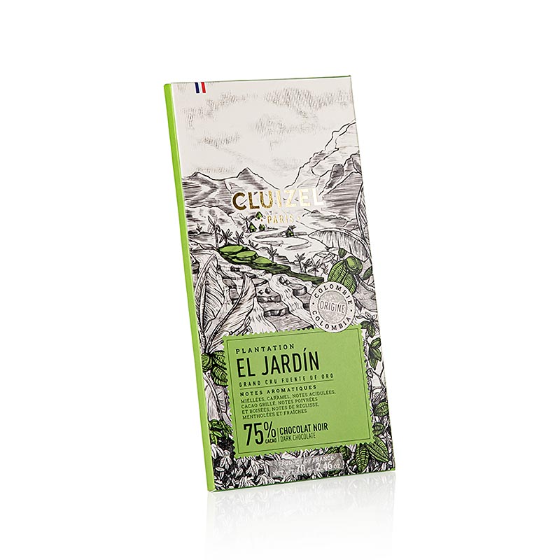 Plantagechokoladeplade El Jardin, 75 % mørk, Michel Cluizel (12105), 70 g