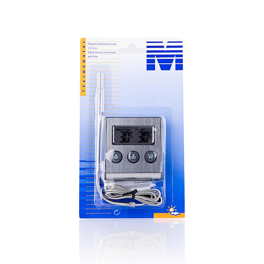 Digitalt termometer (-26 °C til +250 °C, med stiksonde) med timer, 1 stk