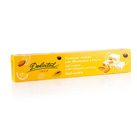 Torrone-bar - Frutta, mandel & frugt, blød, Dolcital, 130 g