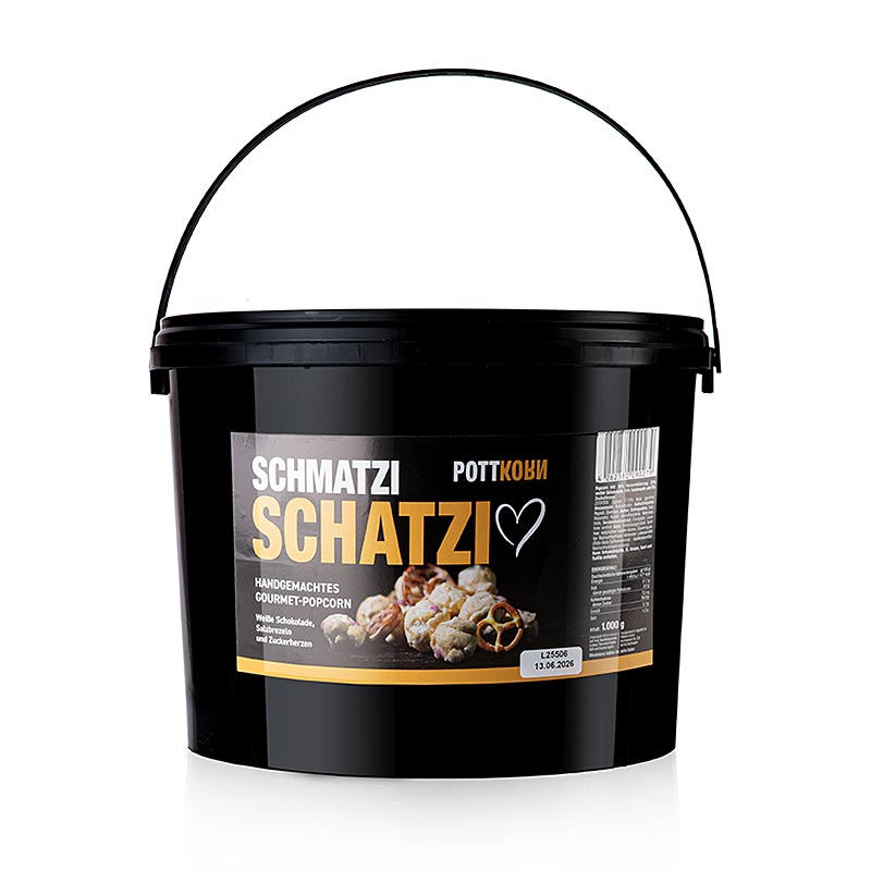 Pottkorn - Schmatzi Schatzi, popcorn med hvid chokolade, kringle, 1 kg