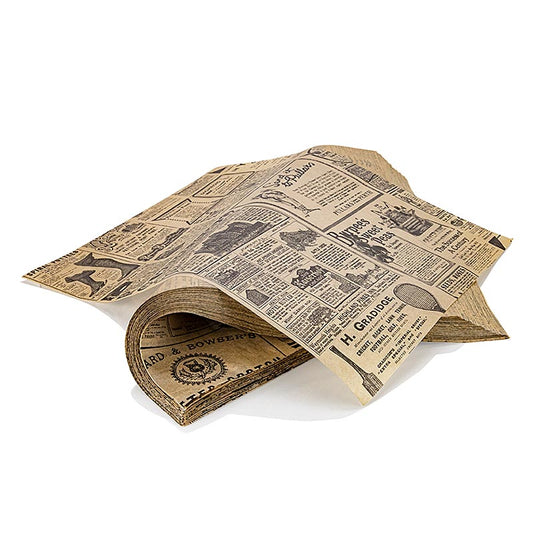 Snackpapir "avispapir", kraftpapir, 28x34 cm, fedtafvisende, 1.000 stk