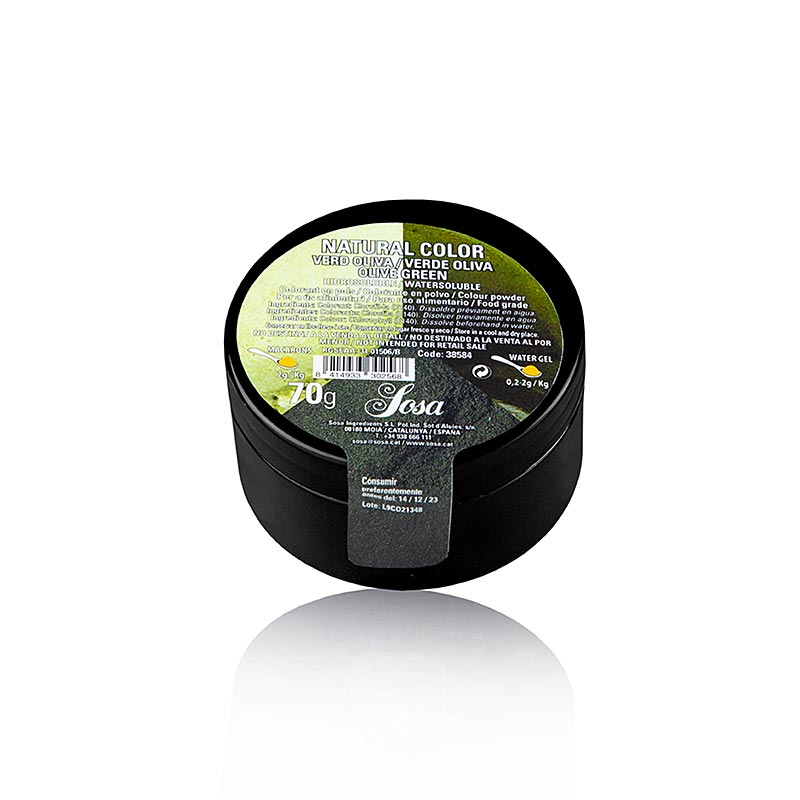 Sosa naturlig fødevarefarve olivengrøn, pulver, vandopløselig (38584), 70 g