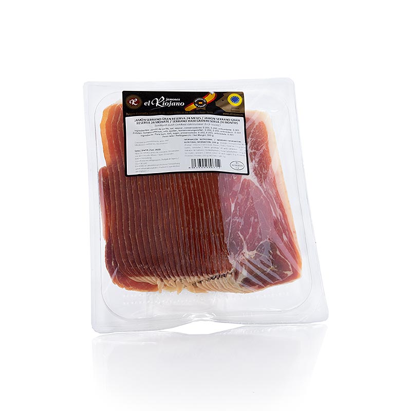 Jamon Serrano Gran Reserva, 24 mån., skiveskåret skinke, El Riojano, 500 g