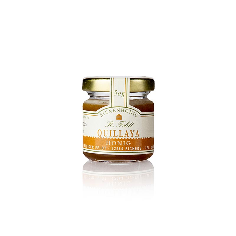 Quillaja-honning, mørkegul, cremet, aromatisk, nøddeagtig, portionsglas, 50 g