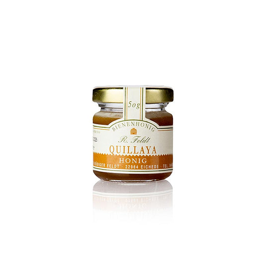 Quillaja-honning, mørkegul, cremet, aromatisk, nøddeagtig, portionsglas, 50 g