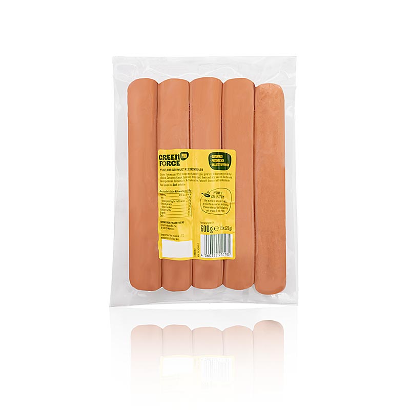 Greenforce vegansk currywurst, lavet af ærteprotein, 600 g, 5 x 120 g