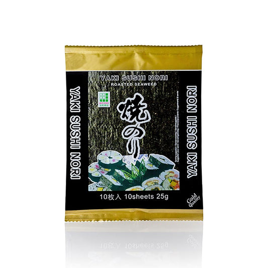 Yakinori fuld størrelse, tørrede tangblade, ristede, guld, 25 g