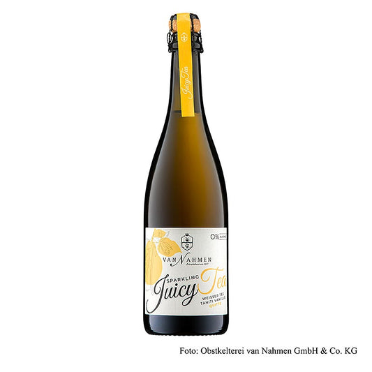 van Nahmen – Sparkling Juicy Tea – hvid te – Tahiti-vanilje – kvæde, økologisk, 750 ml