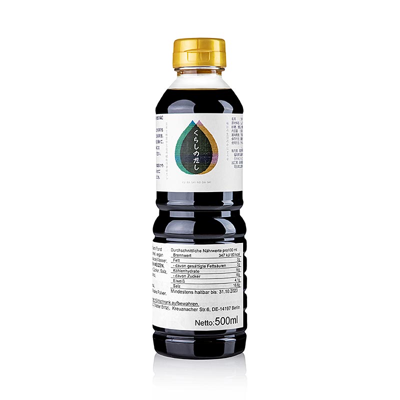 Dashi-fond-koncentrat, mørk, vegansk, Fueki-Shoyu, Japan, 500 ml