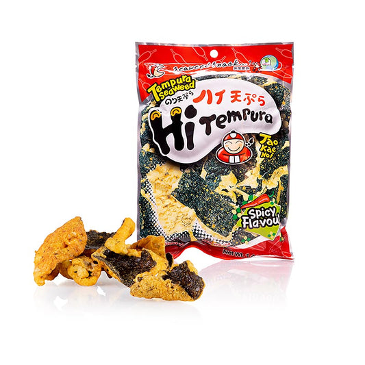 Taokaenoi Tempura Seaweed Spicy, meget sprøde, stærke tangchips, 40 g