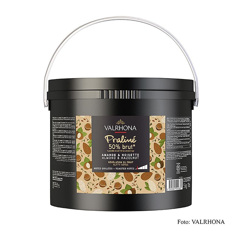 Valrhona pralinemasse Fruite Brut 25 % hasselnød, 25 % mandel, 5 kg