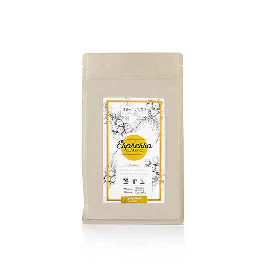 CHEF FOOD - Espresso Classico, kaffeblanding med 20 % Robusta, hele bønner, 500 g