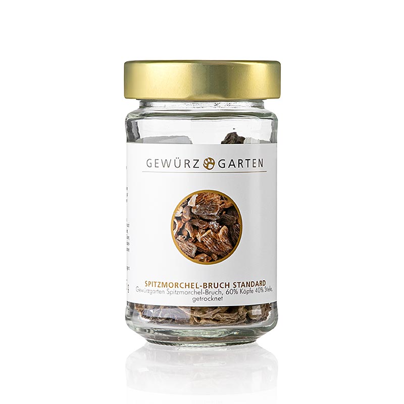 Gewürzgarten spids morchel-brud standard, 60 % hoveder, 40 % stilke, tørret, 15 g