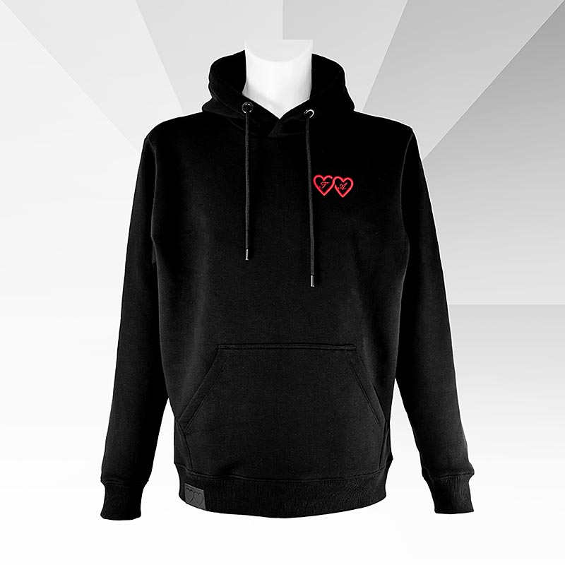 INFINITYLOVE - Hættetrøje "Statement" (hjerter foran og bagpå), normal pasform, XS, 1 stk.