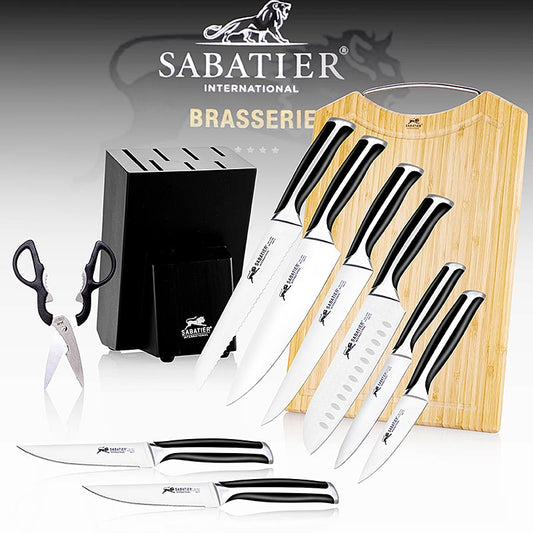 Knivsæt inkl. blok, skærebræt og saks, Sabatier International, 10 stk.