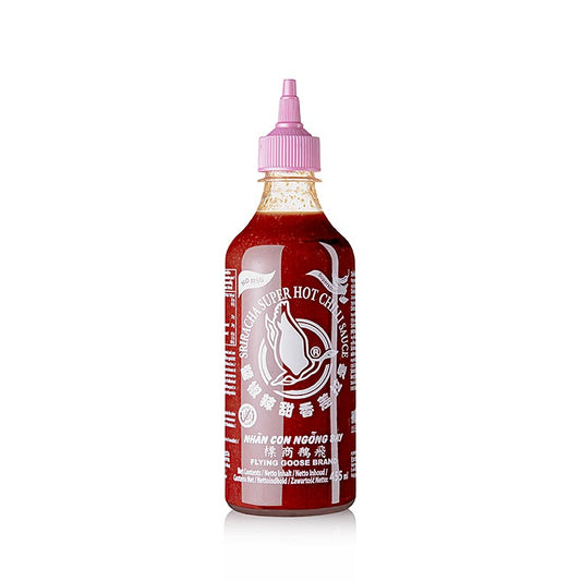 Chilisauce – Sriracha uden MSG, meget stærk, squeezeflaske, Flying Goose, 455 ml