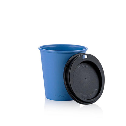 Genanvendelig kaffekop "ToGo", 200 ml, blå med låg, 100 stk