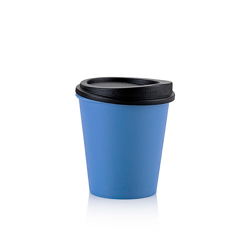 Genanvendelig kaffekop "ToGo", 200 ml, blå med låg, 100 stk