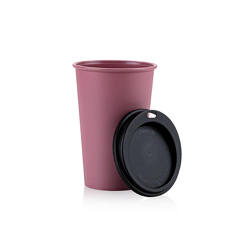 Genanvendelig kaffekop "ToGo", 300 ml, rød med låg, 80 stk