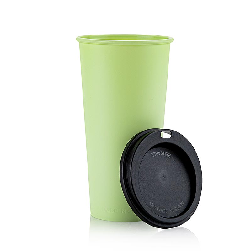 Genanvendelig kaffekop "ToGo", 400 ml, grøn med låg, 90 stk